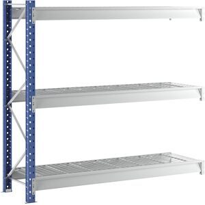 Schwerlast-Großfachregal mit Drahtgitterauflagen, Rahmenfarbe Blau, HxBxT 2496 x 2780 x 800 mm, Anbauregal Manorga