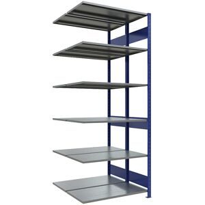 Steckregal, doppelreihig, Fachboden-BxT 1000 x (2 x 500) mm, blau, Höhe 2500 mm, Anbauregal eurokraft pro