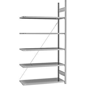 Fachboden-Steckregal, verzinkt, einseitig, Regalhöhe 2350 mm, Fachbodenbreite 1215 mm, Anbauregal, Fachbodentiefe 550 mm eurokraft pro