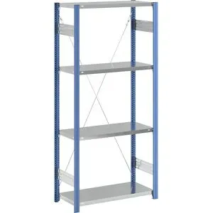 Fachboden-Steckregal, blau / verzinkt, Regalhöhe 2000 mm, Fachbodenbreite 965 mm, Grundregal, Fachbodentiefe 450 mm eurokraft pro