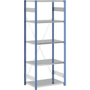 Fachboden-Steckregal, blau / verzinkt, Regalhöhe 2350 mm, Fachbodenbreite 965 mm, Grundregal, Fachbodentiefe 650 mm eurokraft pro