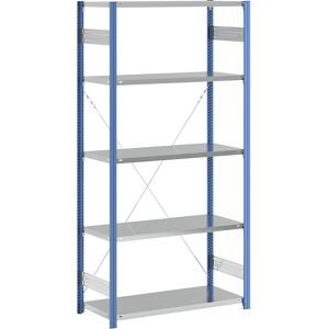 Fachboden-Steckregal, blau / verzinkt, Regalhöhe 2350 mm, Fachbodenbreite 1215 mm, Grundregal, Fachbodentiefe 550 mm eurokraft pro