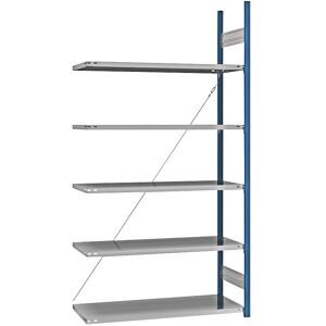 Fachboden-Steckregal, blau / verzinkt, Regalhöhe 2350 mm, Fachbodenbreite 1215 mm, Anbauregal, Fachbodentiefe 550 mm eurokraft pro