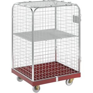 kaiserkraft Rollbehälter SAFE, HxBxT 1200 x 720 x 810 mm, Rollplatte rot