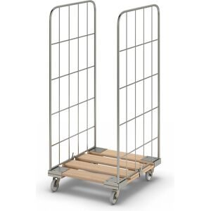 kaiserkraft Rollbehälter MODULAR, Holz-Rollplatte, Gitter 2-seitig