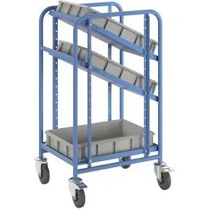 Eurokasten-Etagenwagen, mit 3 Kästen, LxBxH 485 x 620 x 1100 mm eurokraft pro