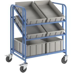 Eurokasten-Etagenwagen, mit 6 Kästen, LxBxH 885 x 620 x 1100 mm eurokraft pro