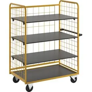 kaiserkraft Profi-Regal- und Etagenwagen, 3 Etagenböden und 3 Gitterwände, LxBxH 1395 x 800 x 1740 mm