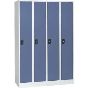 Spind Stuttgart, 4 Abteile, B 1200 mm, lichtgrau / taubenblau Wolf