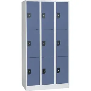3er-Schließfachschrank Stuttgart, 3 Abteile, B 900 mm, lichtgrau / taubenblau Wolf