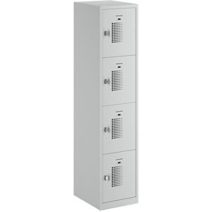 4er-Schließfachschrank Amsterdam, 1 Abteil, lichtgrau, B 400 mm, 4 Fächer, Drehriegel eurokraft basic