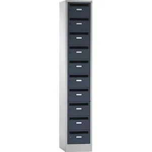 Postverteilerschrank, 10 Fächer, abschließbar, anthrazit Wolf