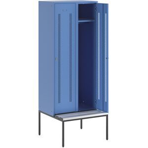Spind Berlin 1 Sitzbank, 2 Abteile, lichtblau, B 800 mm, untergebaut, Kunststoff Wolf
