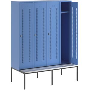Spind Berlin 1 Sitzbank, 4 Abteile, lichtblau, B 1600 mm, untergebaut, Kunststoff Wolf