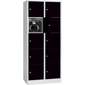 5er-Schließfachschrank Dresden, 2 Abteile, lichtgrau / tiefschwarz, B 800 mm, mit Bodensockel Wolf
