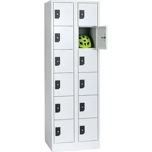 6er-Schließfachschrank Stuttgart, 2 Abteile, B 600 mm, lichtgrau / lichtgrau Wolf