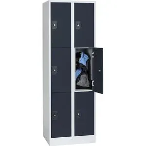 3er-Schließfachschrank Stuttgart, 2 Abteile, B 600 mm, lichtgrau / anthrazitgrau Wolf