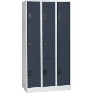 3er-Schließfachschrank Stuttgart, 3 Abteile, B 900 mm, lichtgrau / anthrazitgrau Wolf