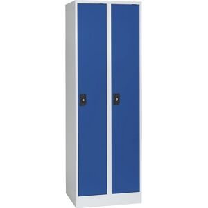 Spind Stuttgart, 2 Abteile, B 600 mm, lichtgrau / enzianblau Wolf