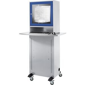 Computerschrank, mit Arbeitsplatte, lichtgrau/enzianblau eurokraft basic
