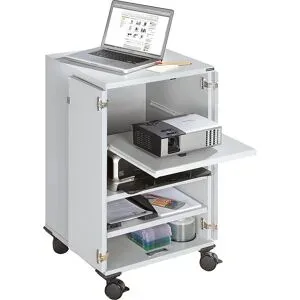 Multimediawagen, mobil, 2 Flügeltüren, 3 Fachböden, HxBxT 960 x 550 x 550 mm eurokraft pro