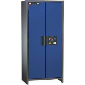 Feuerbeständiger Industrie-Gefahrstoffschrank Typ 90, HxBxT 1955 x 900 x 615 mm, 2-türig, enzianblau asecos