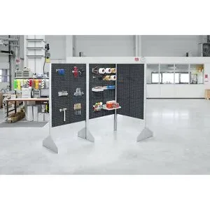 Lochplatten-Stellwand, Höhe 1845 mm, Grundmodul, enzianblau eurokraft pro