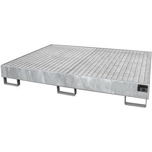Regal-Bodenwanne, 257 l Auffangvolumen, LxBxH 1750 x 1300 x 250 mm, mit Gitterrost, feuerverzinkt eurokraft pro