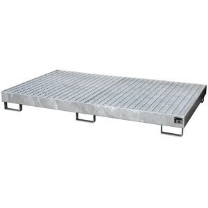 Regal-Bodenwanne, 240 l Auffangvolumen, LxBxH 2150 x 1300 x 225 mm, mit Gitterrost, feuerverzinkt eurokraft pro