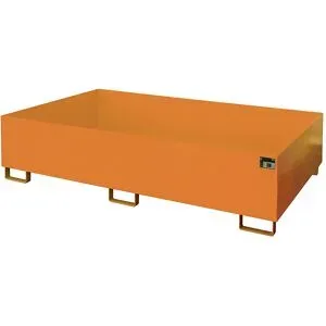 Regal-Bodenwanne, 1000 l Auffangvolumen, LxBxH 2150 x 1300 x 505 mm, ohne Gitterrost, orange lackiert eurokraft pro