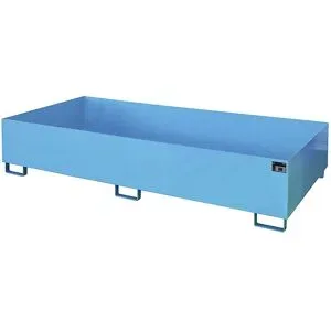 Regal-Bodenwanne, 1000 l Auffangvolumen, LxBxH 2650 x 1300 x 435 mm, ohne Gitterrost, blau lackiert eurokraft pro