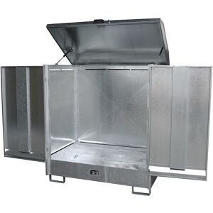 Gefahrstoffdepot, mit 2 Flügeltüren und Staplertaschen, für 2 x 200-l-Fässer, verzinkt eurokraft pro