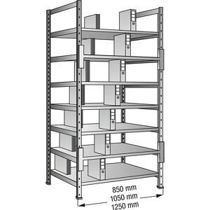 kaiserkraft Ordner- und Archiv-Steckregal, verzinkt, Höhe 2640 mm, doppelseitig, Boden-BxT 800 x 600 mm, Grundfeld
