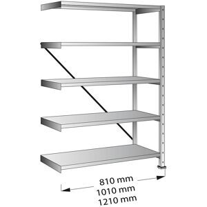 kaiserkraft CLEANA-Steckregal, Anbauregal, Bodenbreite 800 mm, 5 Böden, Bodentiefe 700 mm, Fachlast 330 kg