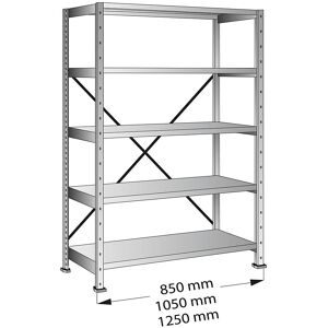 kaiserkraft CLEANA-Steckregal, Grundregal, Bodenbreite 800 mm, 5 Böden, Bodentiefe 400 mm, Fachlast 200 kg