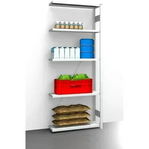 Hygiene-Steckregal, Regalhöhe 2350 mm, 5 Fachböden, BxT 975 x 385 mm, Anbauregal eurokraft pro