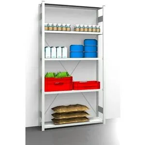 Hygiene-Steckregal, Regalhöhe 2350 mm, 5 Fachböden, BxT 1275 x 385 mm, Grundregal eurokraft pro