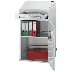 Industrie-Stehpult, mit 1 Schublade über dem Schrank, Breite 650 mm, lichtgrau RAU