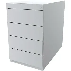 Standcontainer Note?, mit 4 Universalschubladen, Tiefe 775 mm, verkehrsweiß BISLEY