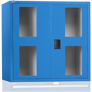 Aufsatzschrank mit Flügeltüren, mit Sichtfenster-Türen, HxBxT 1000 x 1023 x 725 mm, lichtblau LISTA