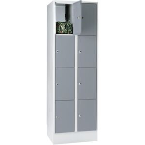 4er-Schließfachschrank München, 2 Abteile, lichtgrau / silbergrau, B 600 mm, mit Bodensockel Wolf