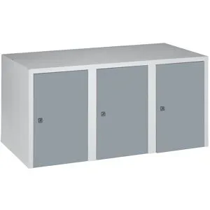 Aufsatzschrank München, 3 Abteile, silbergrau, Breite 900 mm Wolf