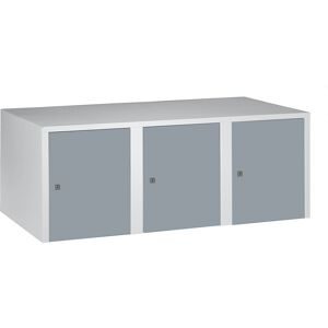 Aufsatzschrank München, 3 Abteile, silbergrau, Breite 1200 mm Wolf