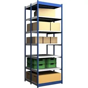 Stabil-Steckregal, doppelseitig, Regalhöhe 3000 mm, blau/verzinkt, Bodenbreite 1025 mm, Grundregal, Breite x Tiefe 1025 x 500 mm hofe
