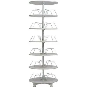 kaiserkraft Ordner-Drehsäule, Etagen-Ø 800 mm, 6 Etagen, hellgrau