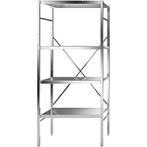 kaiserkraft Edelstahl-Steckregal, 4 glatte Fachböden, Fachbodenbreite x Tiefe 740 x 540 mm, Grundregal
