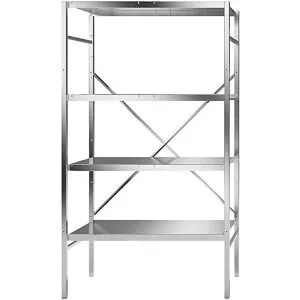 kaiserkraft Edelstahl-Steckregal, 4 glatte Fachböden, Fachbodenbreite x Tiefe 940 x 540 mm, Grundregal