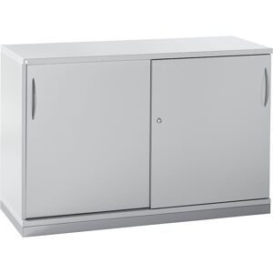 kaiserkraft LENA - Schiebetürenschrank, 1 Fachboden, 2 Ordnerhöhen, 2 Schiebetüren, HxBxT 781 x 1200 x 442 mm, lichtgrau