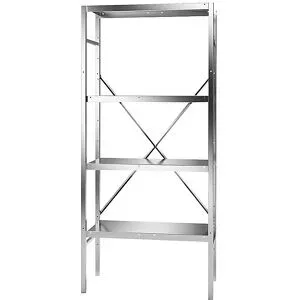 kaiserkraft Edelstahl-Steckregal, 4 glatte Fachböden, Fachbodenbreite x Tiefe 740 x 440 mm, Grundregal