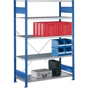 Steckregal, einreihig, Fachboden-BxT 1000 x 600 mm, blau, Höhe 2000 mm, Grundregal eurokraft pro